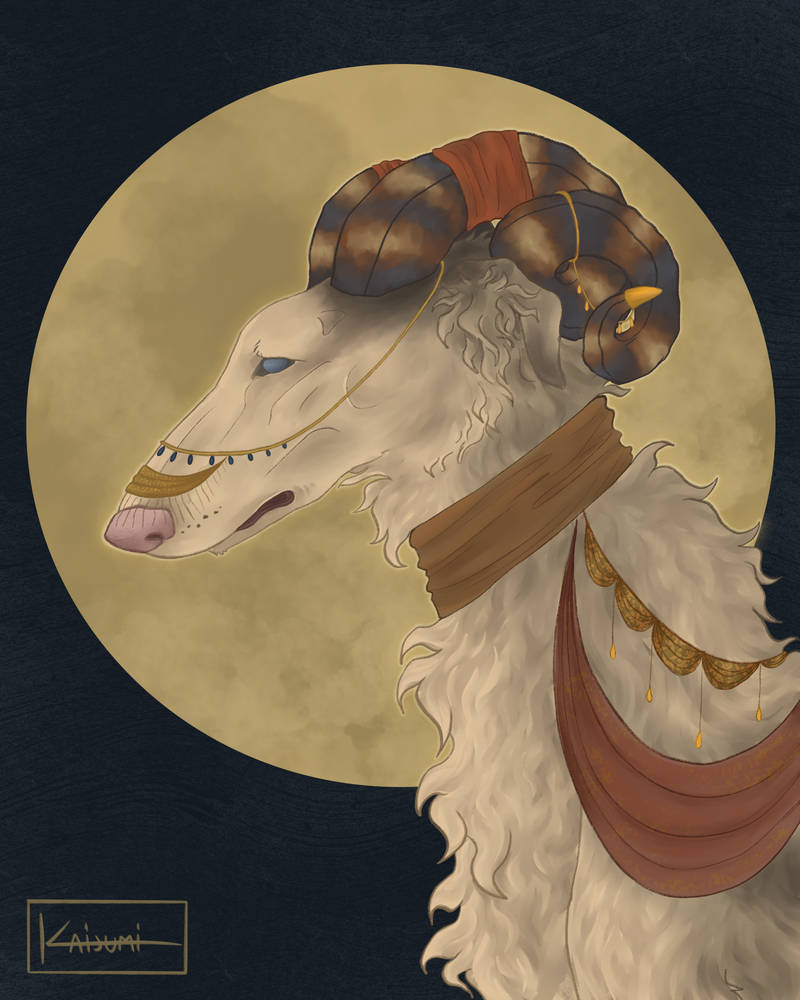 Borzoi and the moon by kaijumiart on DeviantArt