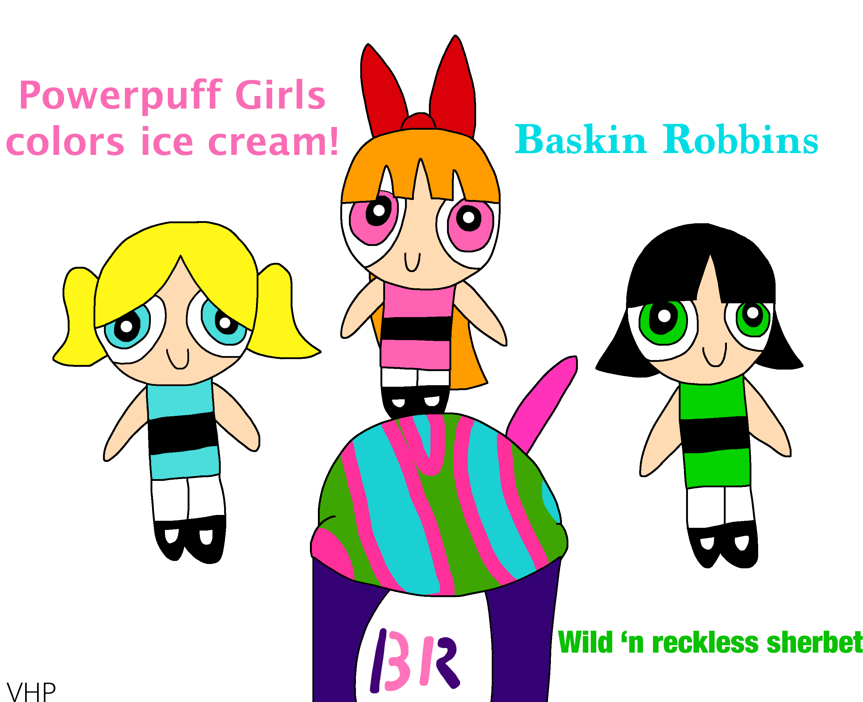 Powerpuff Girls colored Baskin Robbins ice cream by VapinHotPink on