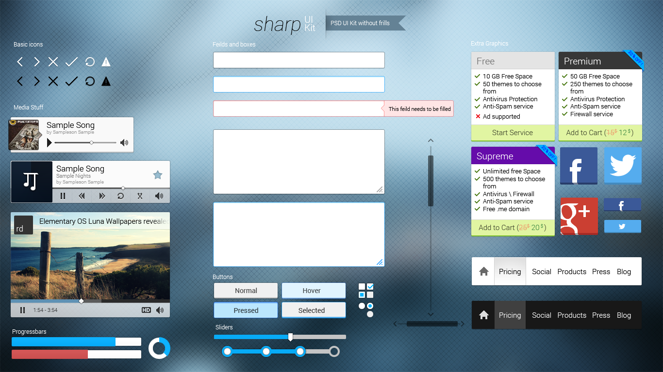 Sharp UI Kit (PSD) by RDTSOD