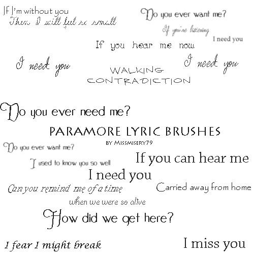 Paramore Lyrics Brush Set by missmisery79 on DeviantArt
