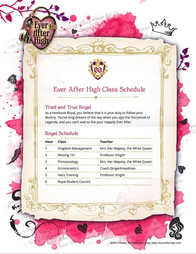 Ever After High Schedule Royal by misfitkittyrawr on DeviantArt