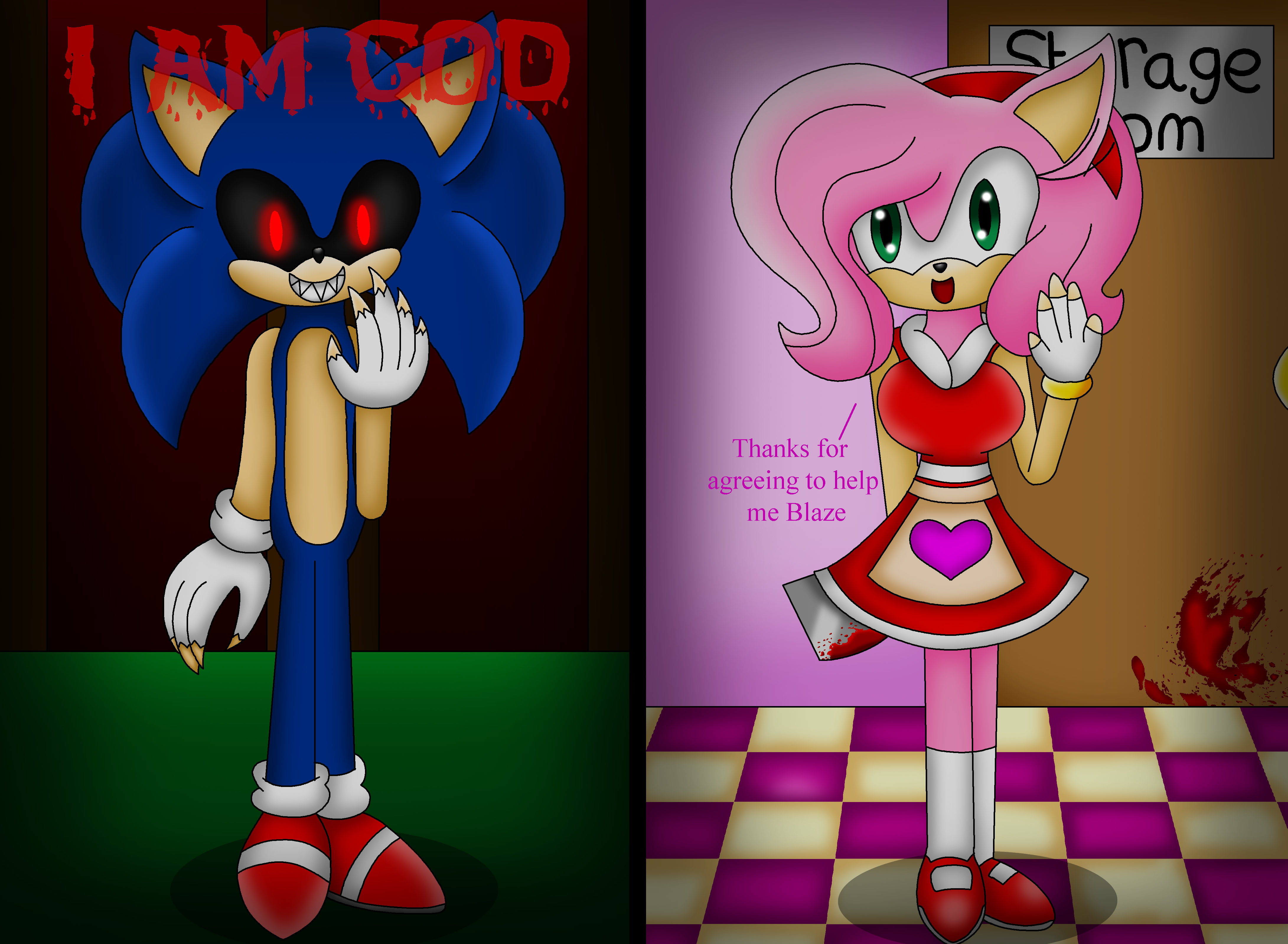 Sonic.exe and yandere Amy Rose by Dorito-Queen-Celeste on DeviantArt