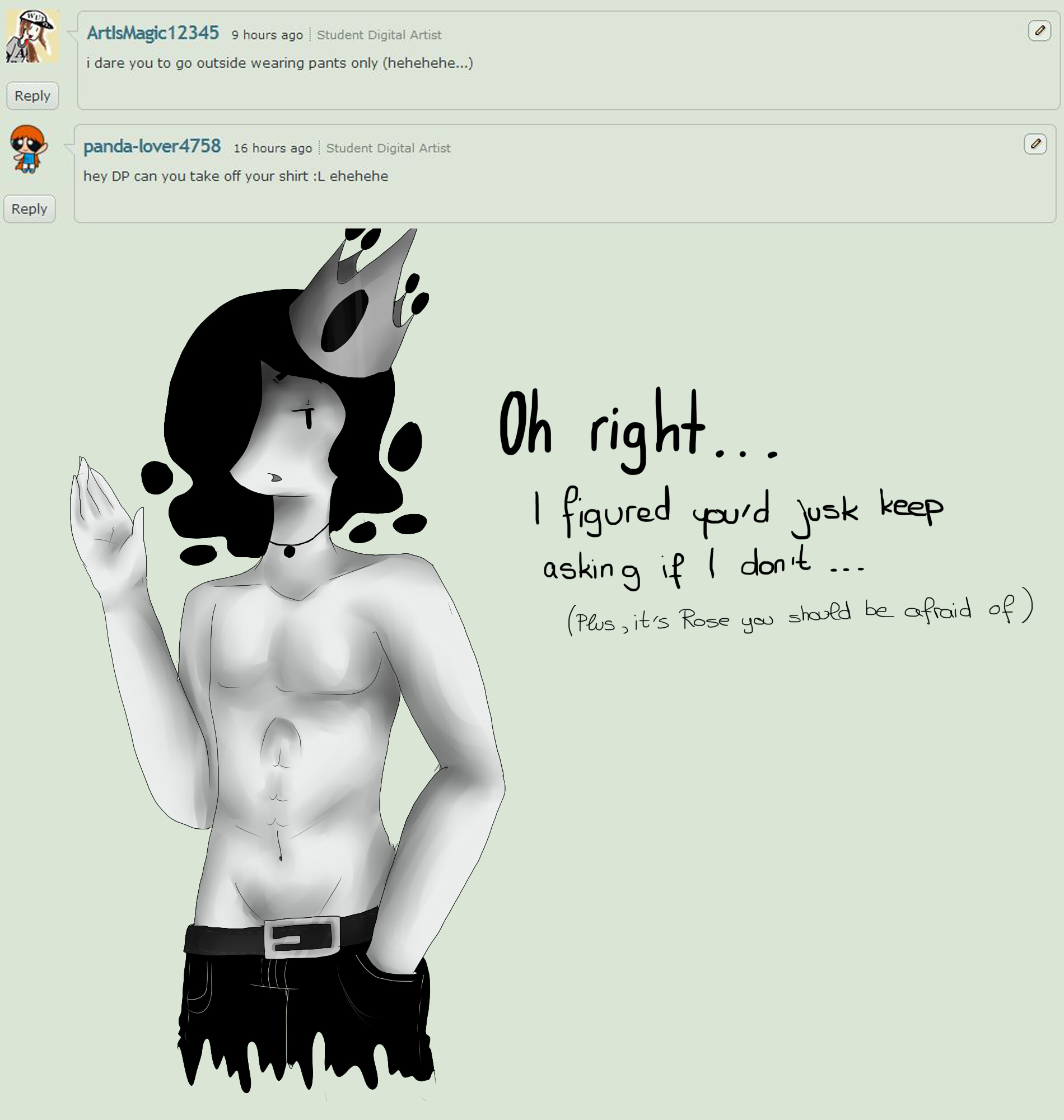 Answer 1 by AskTheDarknessPrince on DeviantArt