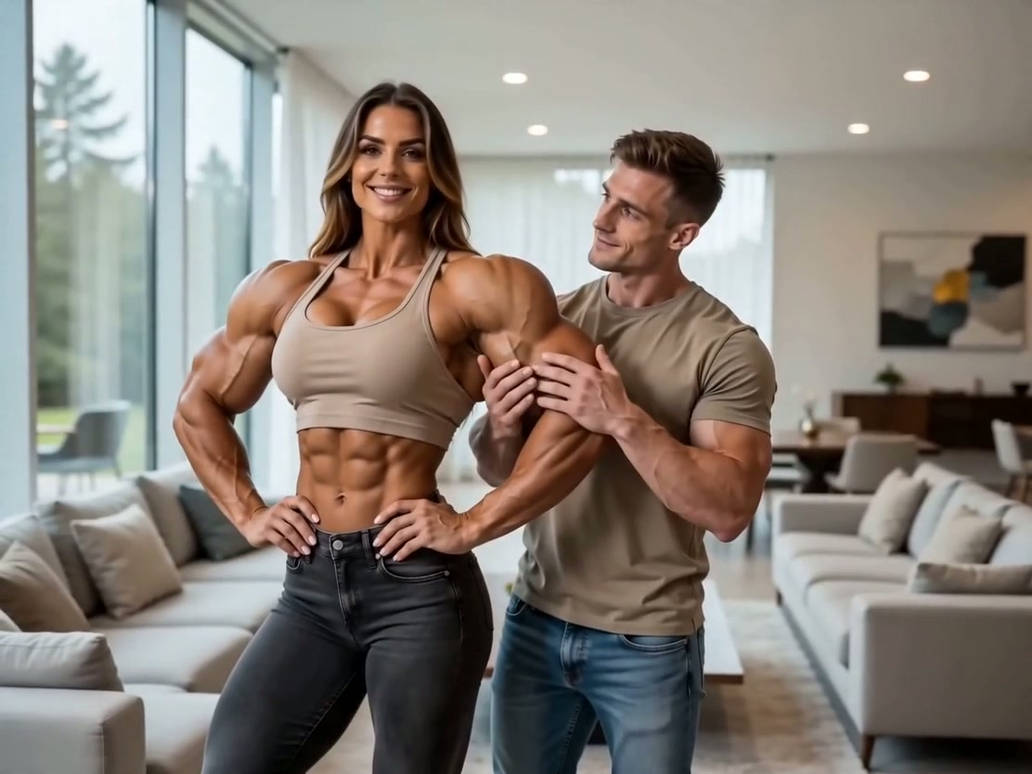 Gender roles reverse muscular man and woman by Monte04 on DeviantArt