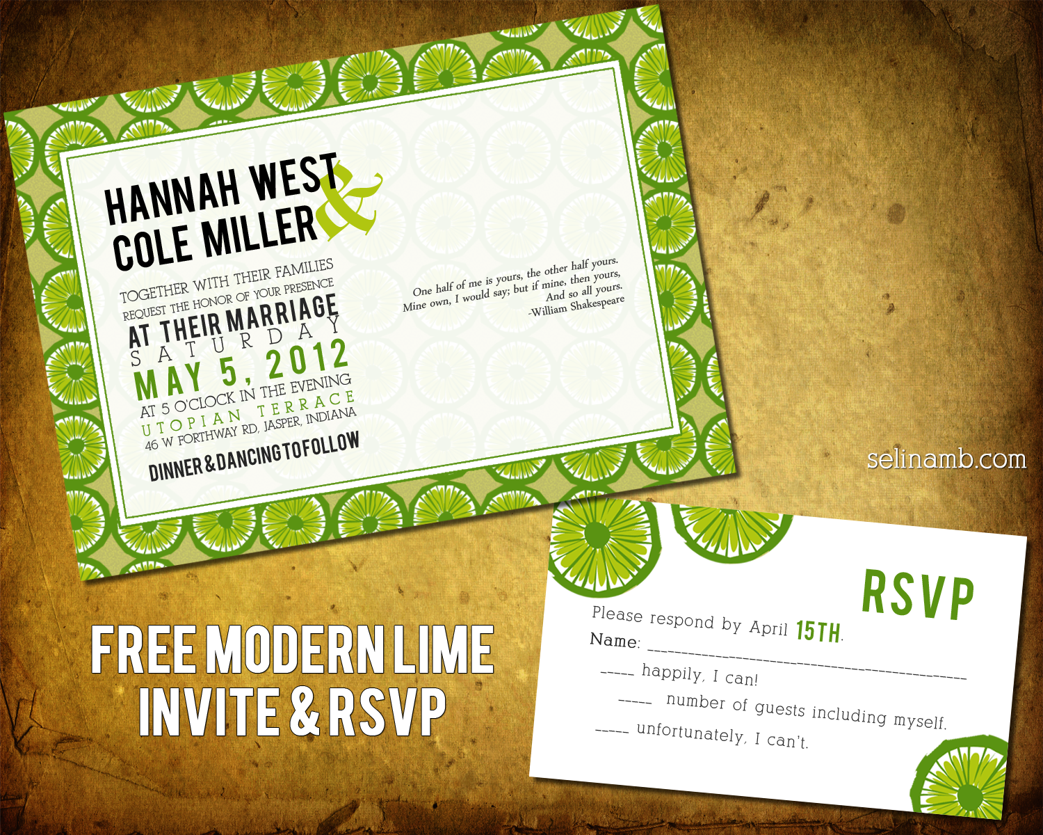 Modern Wedding Invitation + RSVP w. psds