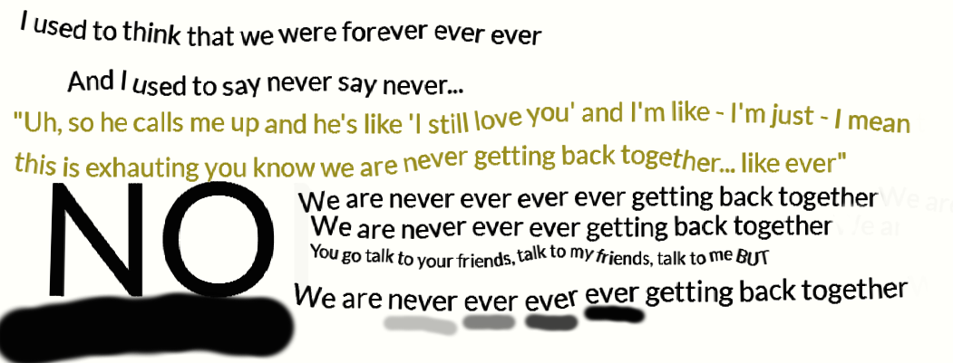 We Are Never Ever Getting Back Together Lyrics By Authorcrystal On Deviantart