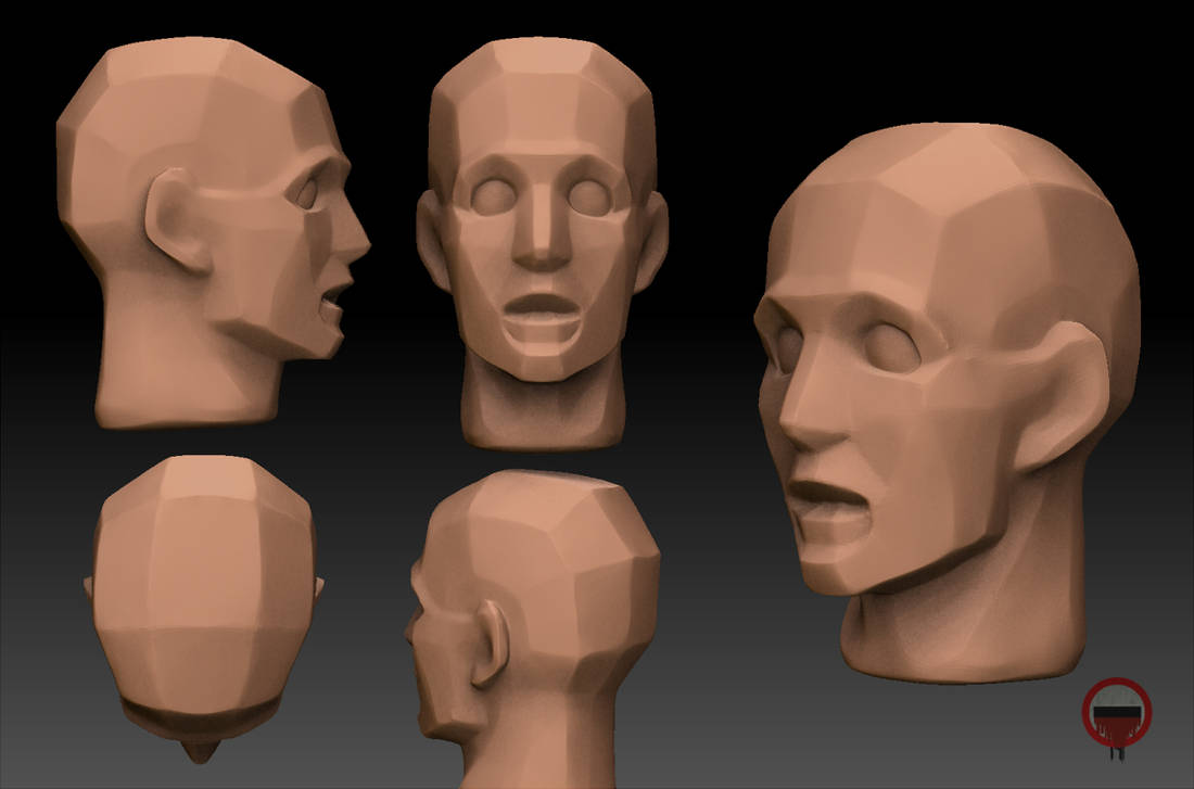 Три затылка. Обрубовка в Zbrush. Макет головы. Голова человека. Модель головы для рисования.