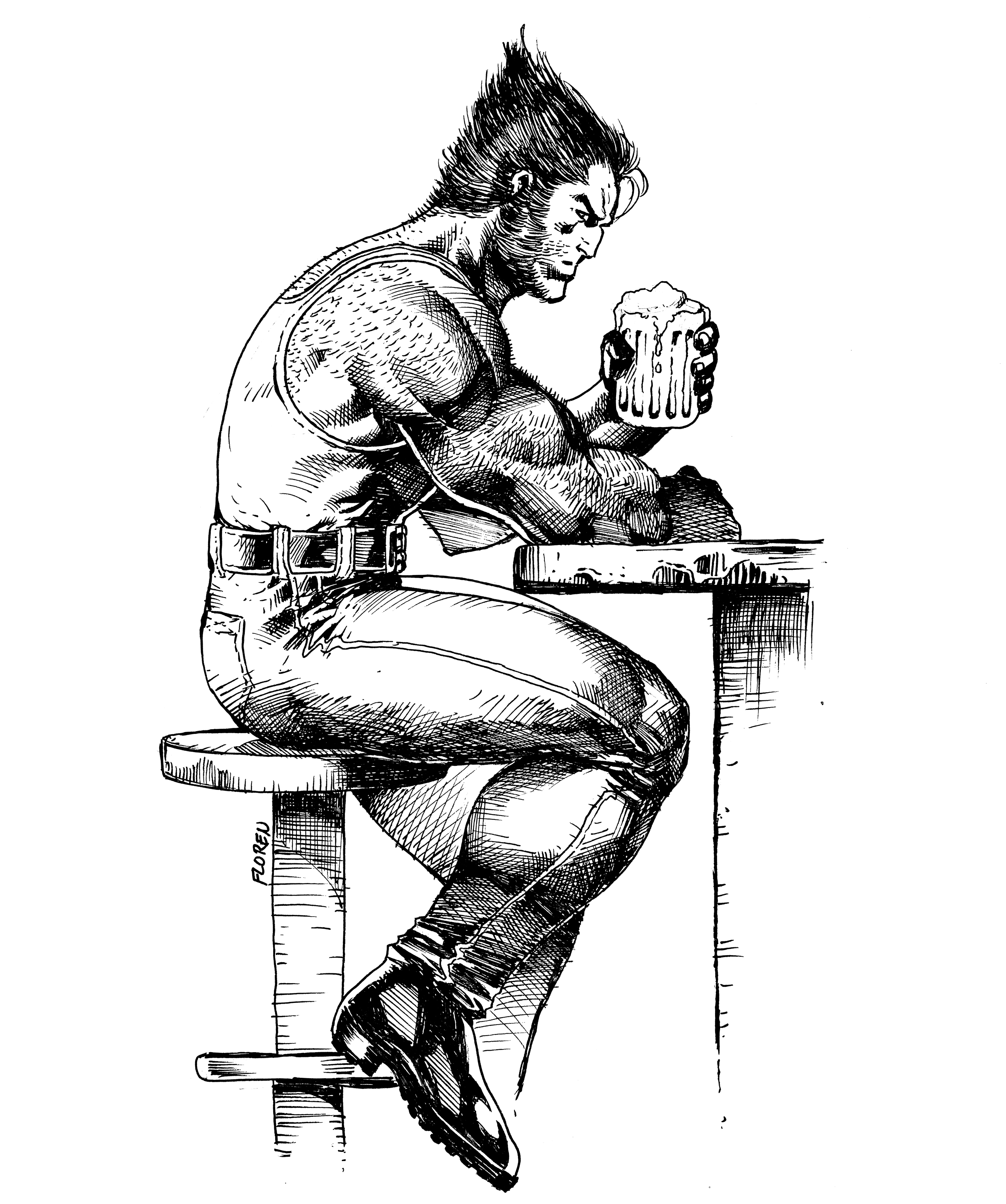 Wolverine at a bar