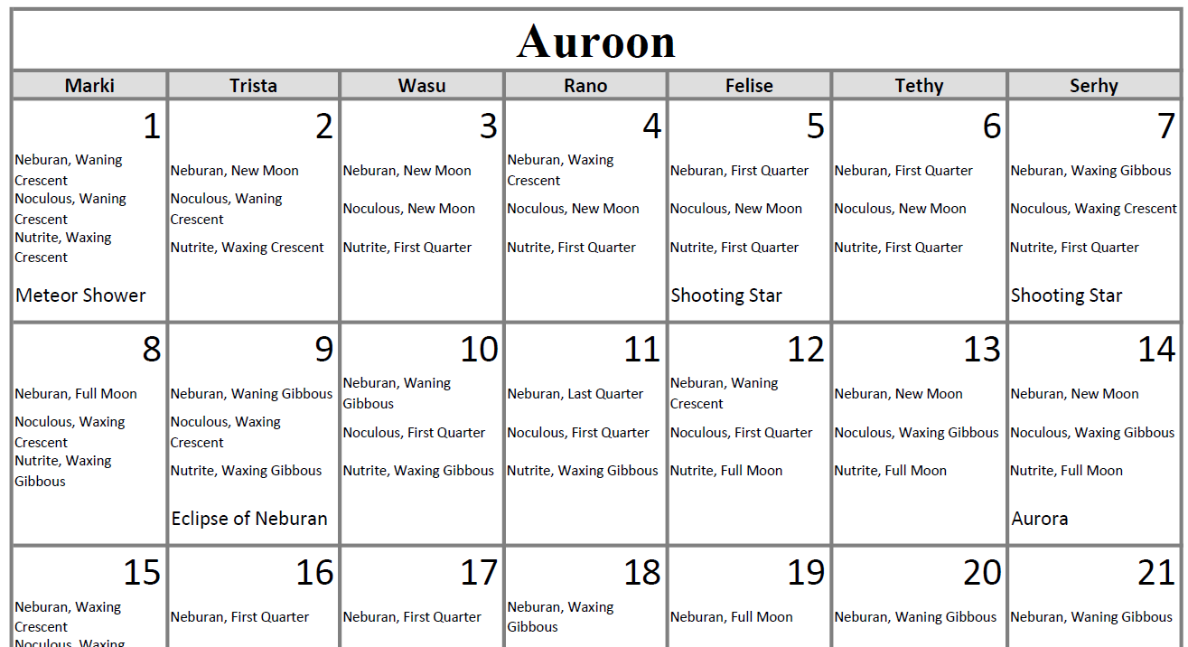Ambaran Calendar and Seasons/Holidays by iLantiis