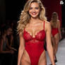 Blonde Lingerie Model - In Red