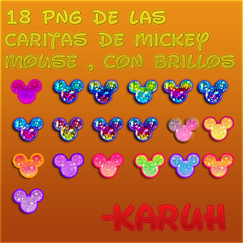 Pack PNG De caritas de mickey mouse con brillo