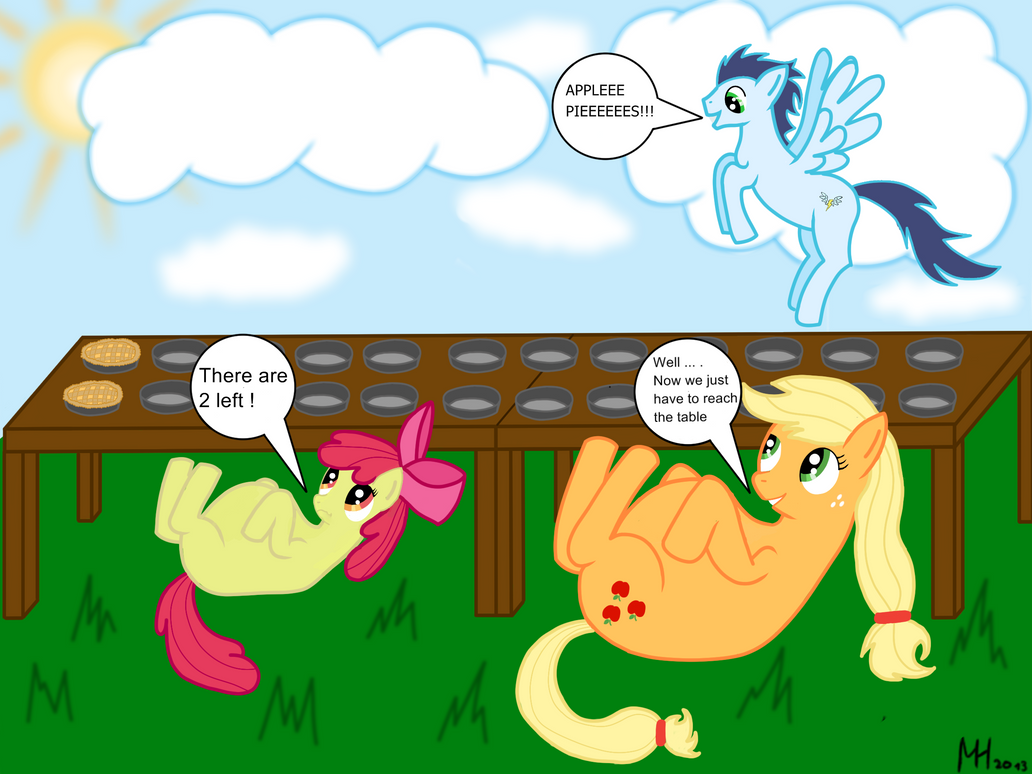 Applejack and Applebloom ate too much pie by MisterHive on DeviantArt