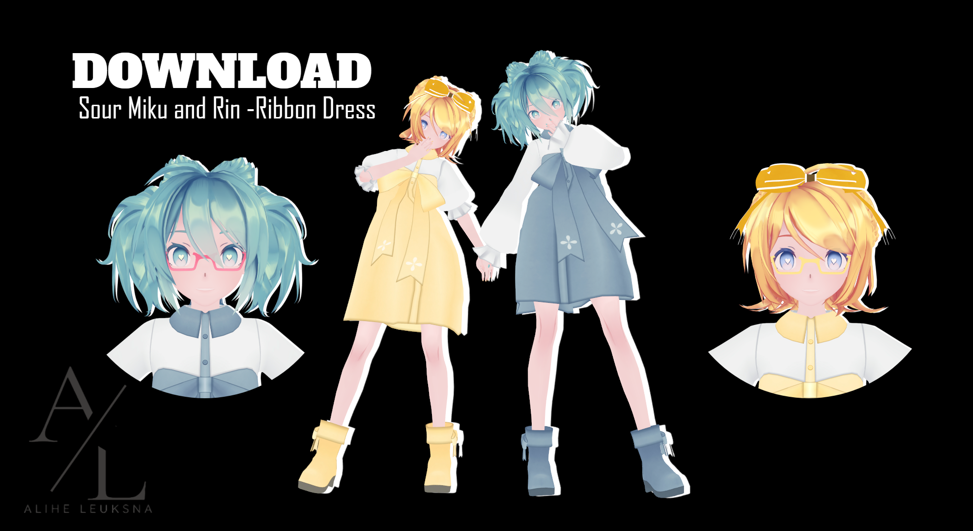 [MMD|DL] Sour Miku and Rin -Ribbon Dress DOWNLOAD by AliheLeuskna on ...