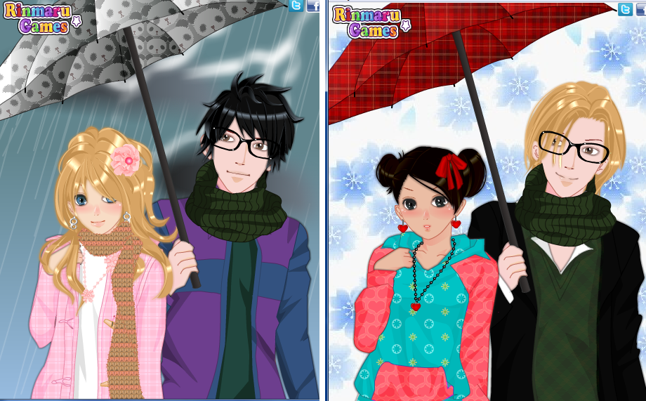 Anime winter couple dress up game