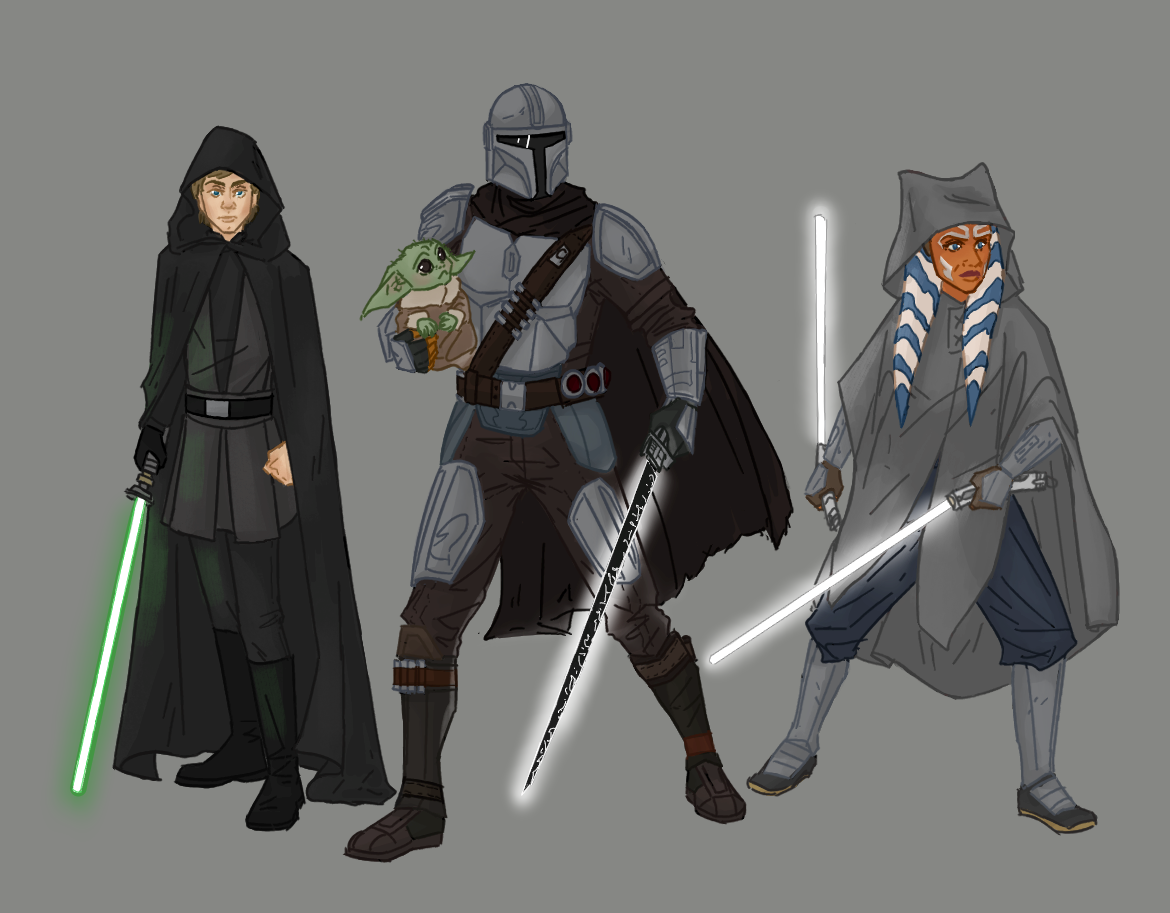 Luke Skywalker, Din Djarin, Ahsoka Tano, Grogu by Rolfwolf on DeviantArt