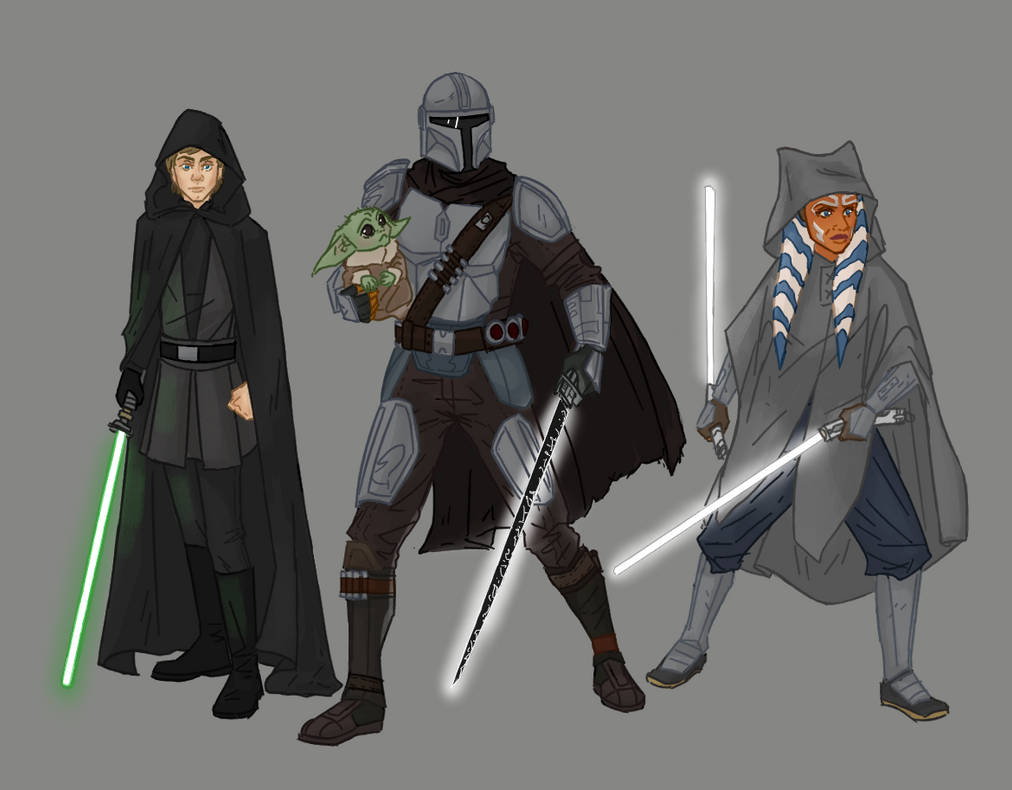 Luke Skywalker, Din Djarin, Ahsoka Tano, Grogu by Rolfwolf on DeviantArt