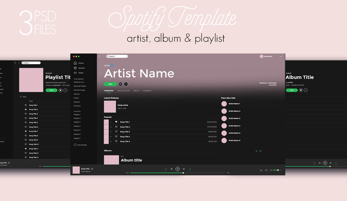 Spotify Template by daeneryscrown on DeviantArt