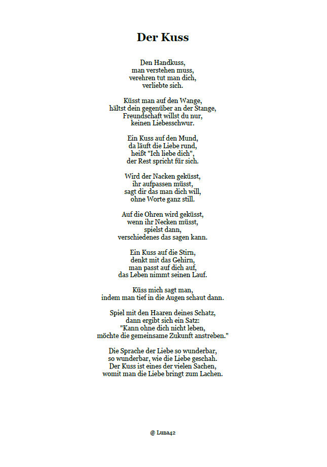 Poem Der Kuss German By Luna42 On Deviantart