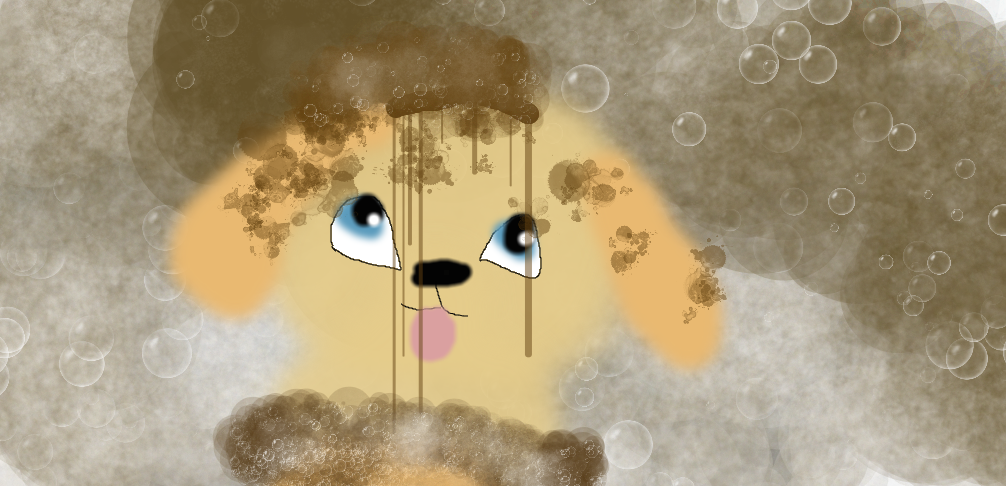 Muddy Puppy Taking a Bath by SnarkyKit on DeviantArt