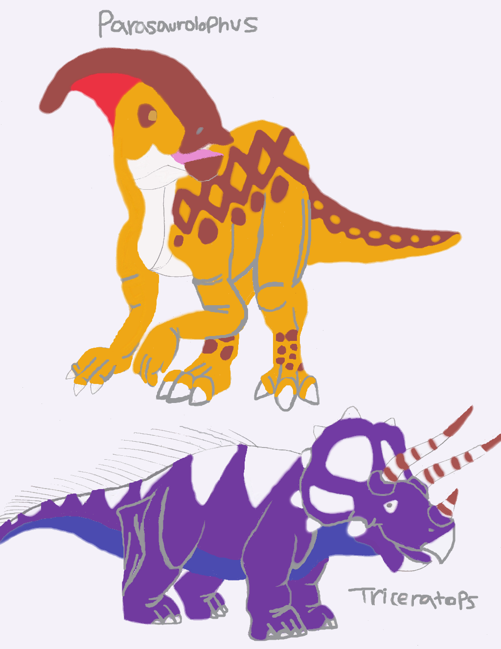 Parasaurolophus and Triceratops