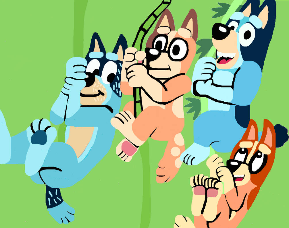 Bandit, Chilli, Bluey, and Bingo Vine Swinging by tcr11050 on DeviantArt