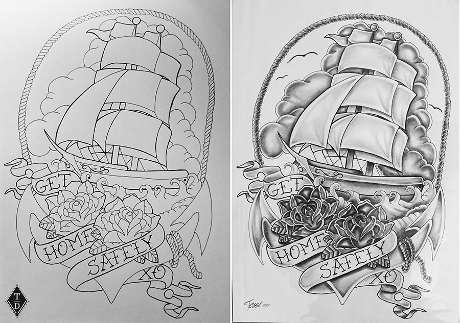 Ship tattoo design by ThereseDrawings on DeviantArt