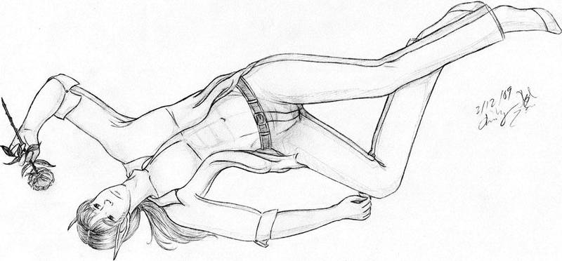 Suko with a Rose - Pencil by Lanisatu