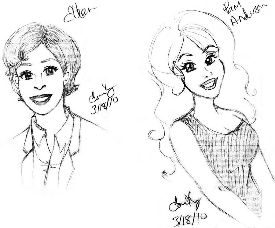 Ellen and Pam Caricatures by Lanisatu