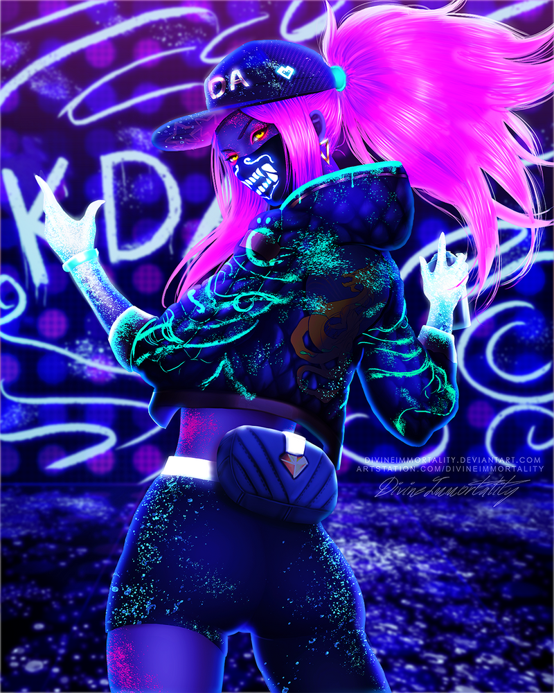 K/DA Akali Neon Version by DivineImmortality on DeviantArt