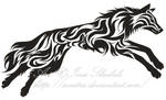 Leaping Wolf Tribal Tattoo by Avestra
