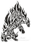 Flame Tiger Tribal Tattoo by Avestra