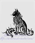 Sitting Cat Tribal Tattoo II by Avestra