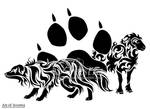 Australian Shepherd Dog and Sheep Tribal Tattoo by Avestra