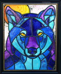 Wolf Moon Faux Stained Glass (Indoor) by KiRAWRa