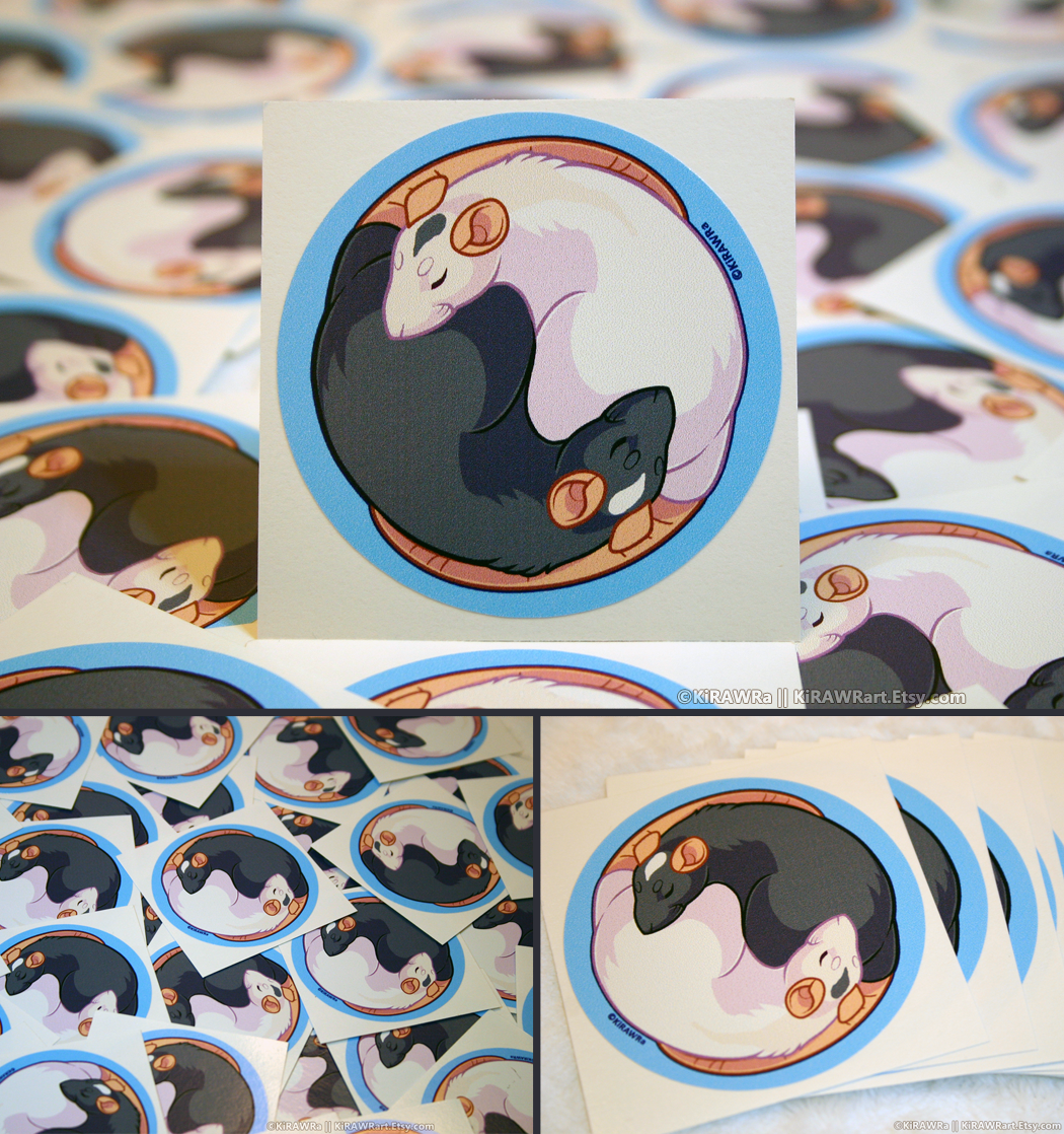 YinYang Rats Vinyl Stickers by KiRAWRa