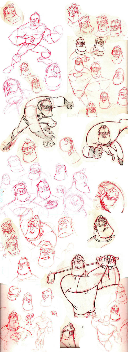 Mr. Incredible Sketch Dump by JoshawaFrost