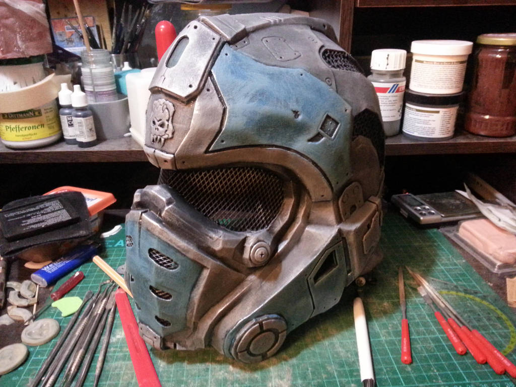 Gears of War Clayton Carmine Helmet front 2.try by DevilsClawArt on DeviantArt