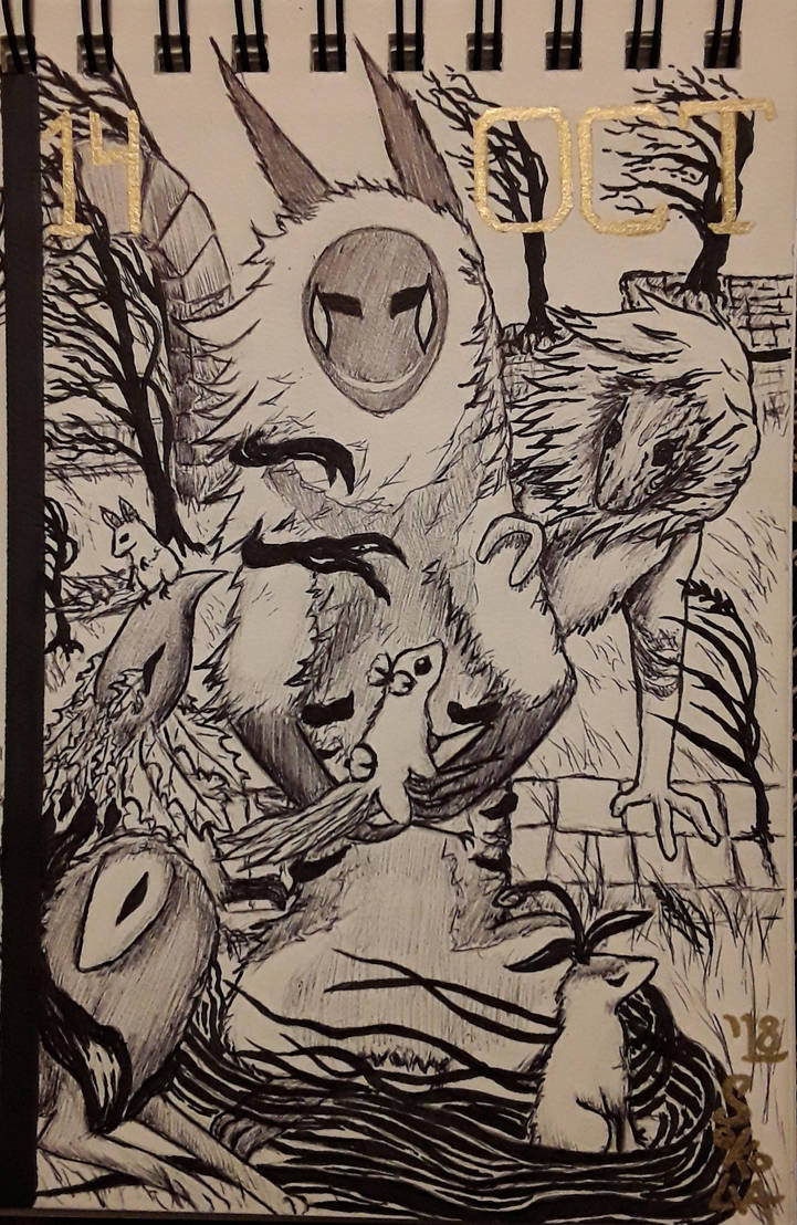 INKTOBER Day 14: Murkhail in the Wind-Torn Temple by Sokolva INKTOBER Day 14: Murkhail in the Wind-Torn Temple by Sokolva