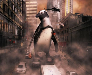 Penguinzilla by simdragon90
