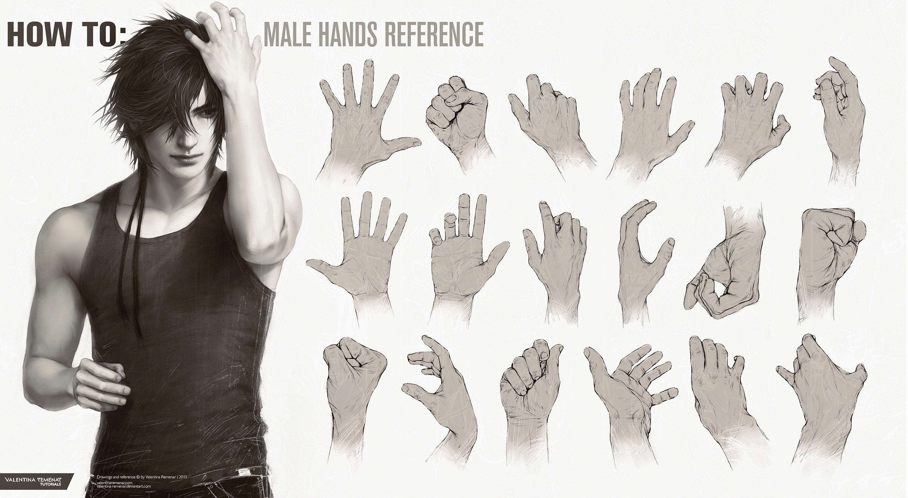 HOW TO: Male Hands Reference by Valentina-Remenar