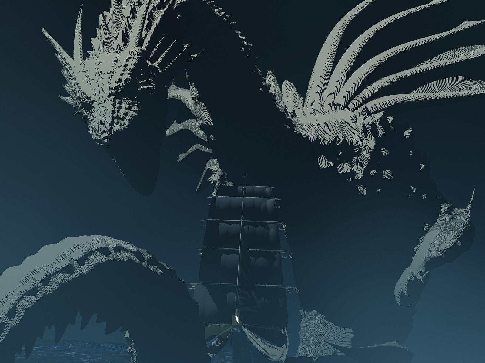 DeepSea Dragon vs. Galleon by AkaiGaru