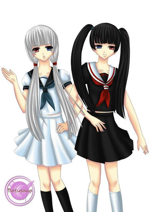Anime twins black and white