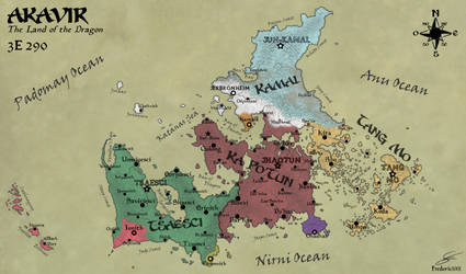 Geopolitical map of Akavir in 3E290 by fredoric1001