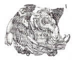 resting griffin- 'archemedes' by jessiesdragons