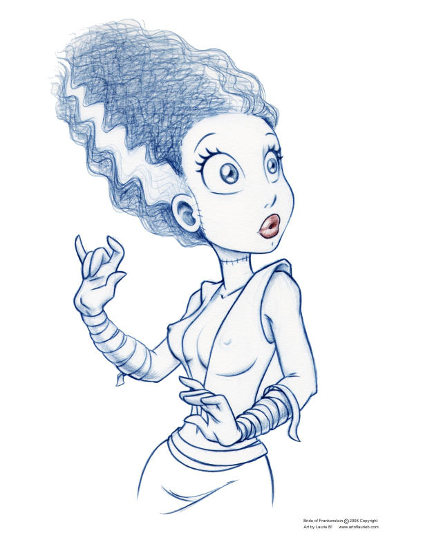 Bride of frankenstein cartoon drawing
