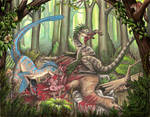 Deinonychus Feast by EWilloughby
