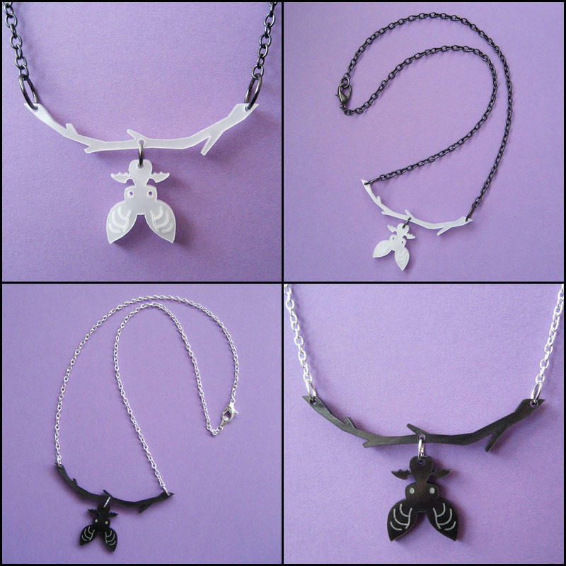 Hanging Bat Necklaces by melkatsa