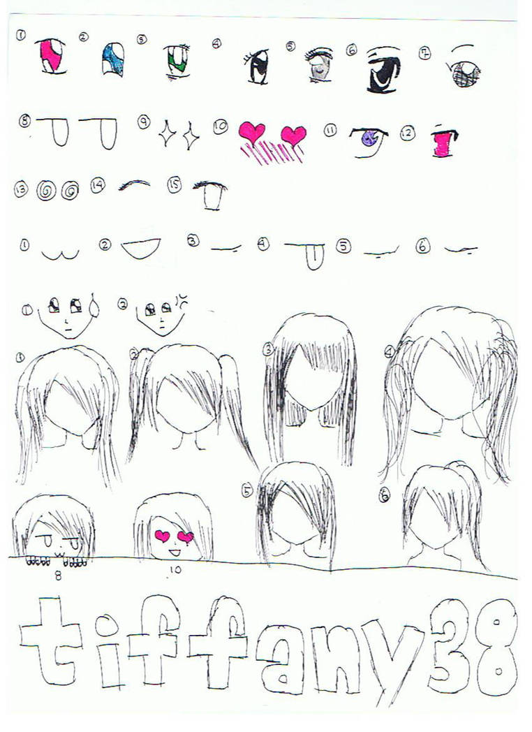 Eye Hair Expression Chart For Anime Manga By Tiffanyy38 On Deviantart