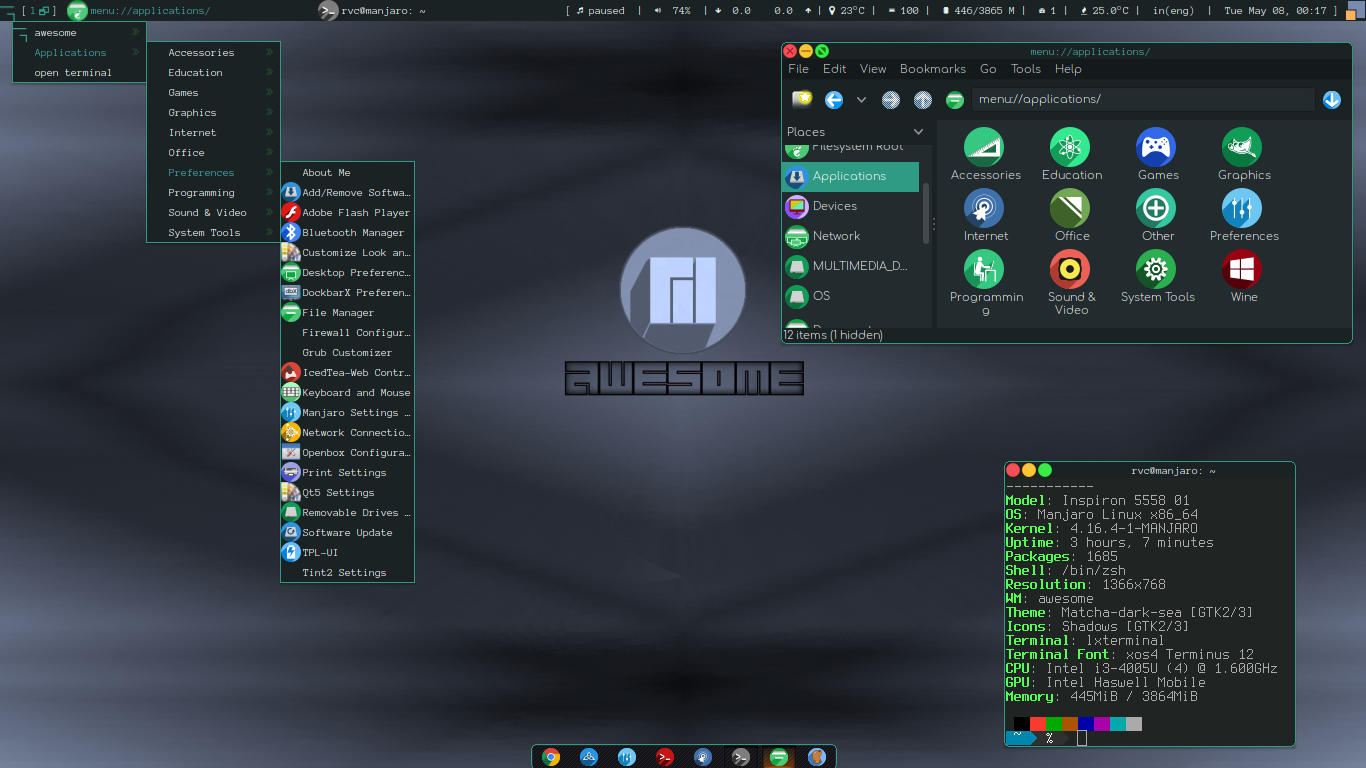 Awesome on Manjaro - Dark Theme by rvc-2011