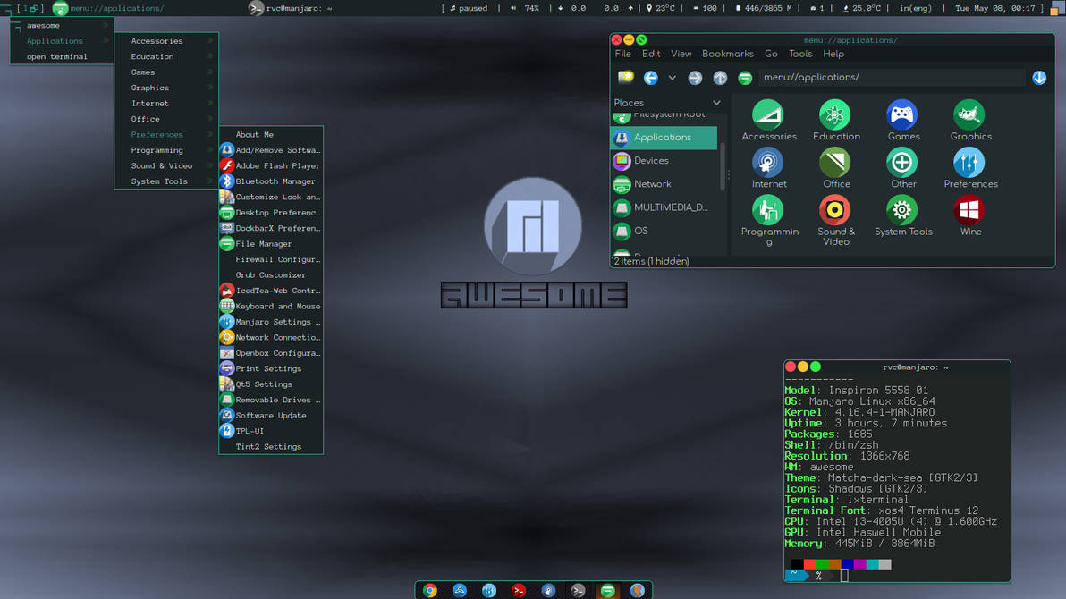 Awesome on Manjaro - Dark Theme by rvc-2011